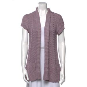St. John Womens Wool Blend Cardigan M Purple‎ Short Sleeve Knit 90s Y2K Pastel